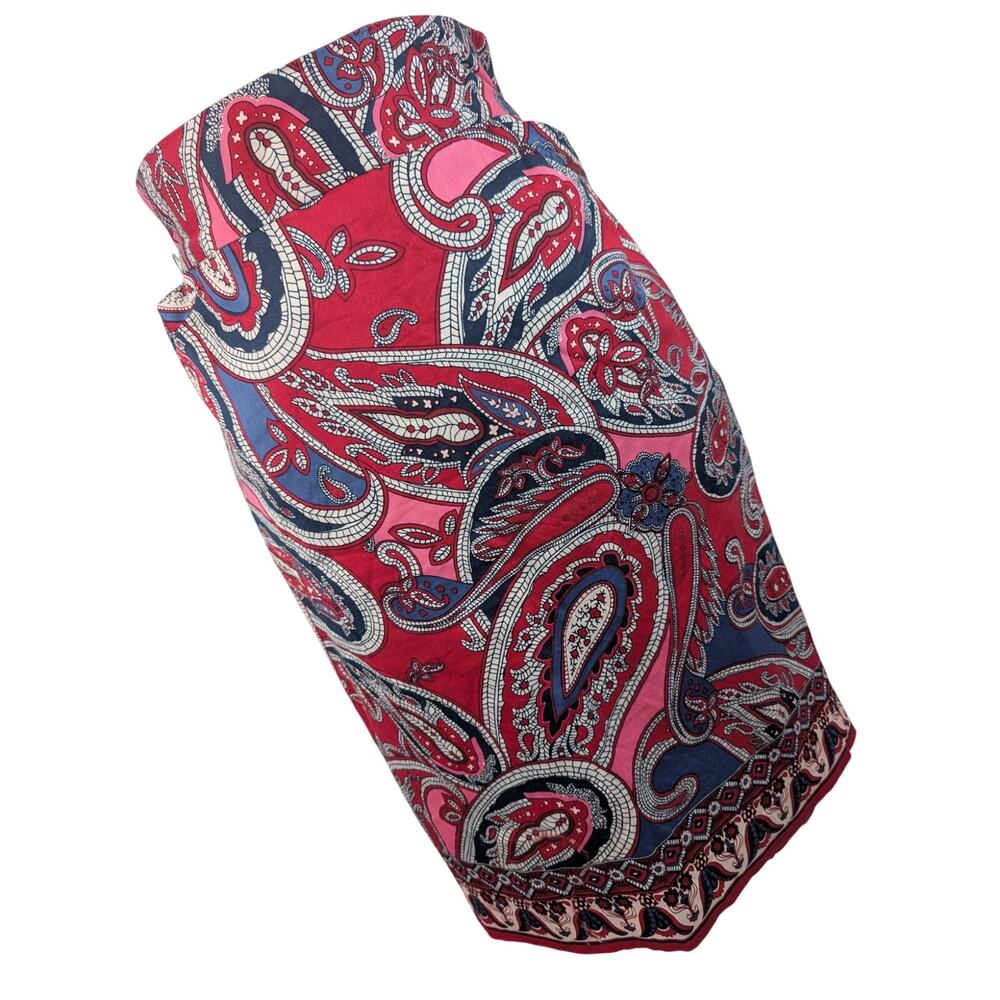 CHARTER CLUB! RED, PINK, BLUE, WHITE PAISLEY COTTON BLEND SKIRT W/POCKETS! SZ 6
